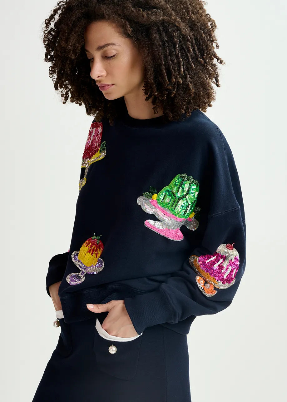 Essentiel Antwerp Navy Hake Cake Embo Sweatshirt