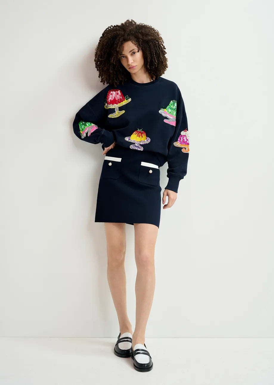 Essentiel Antwerp Navy Hake Cake Embo Sweatshirt