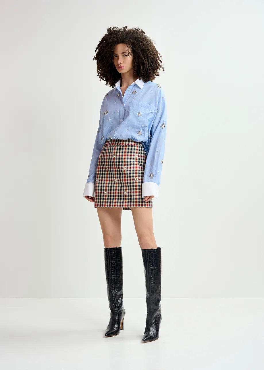 Essentiel Antwerp Helight Blue Embellished Boxy Shirt