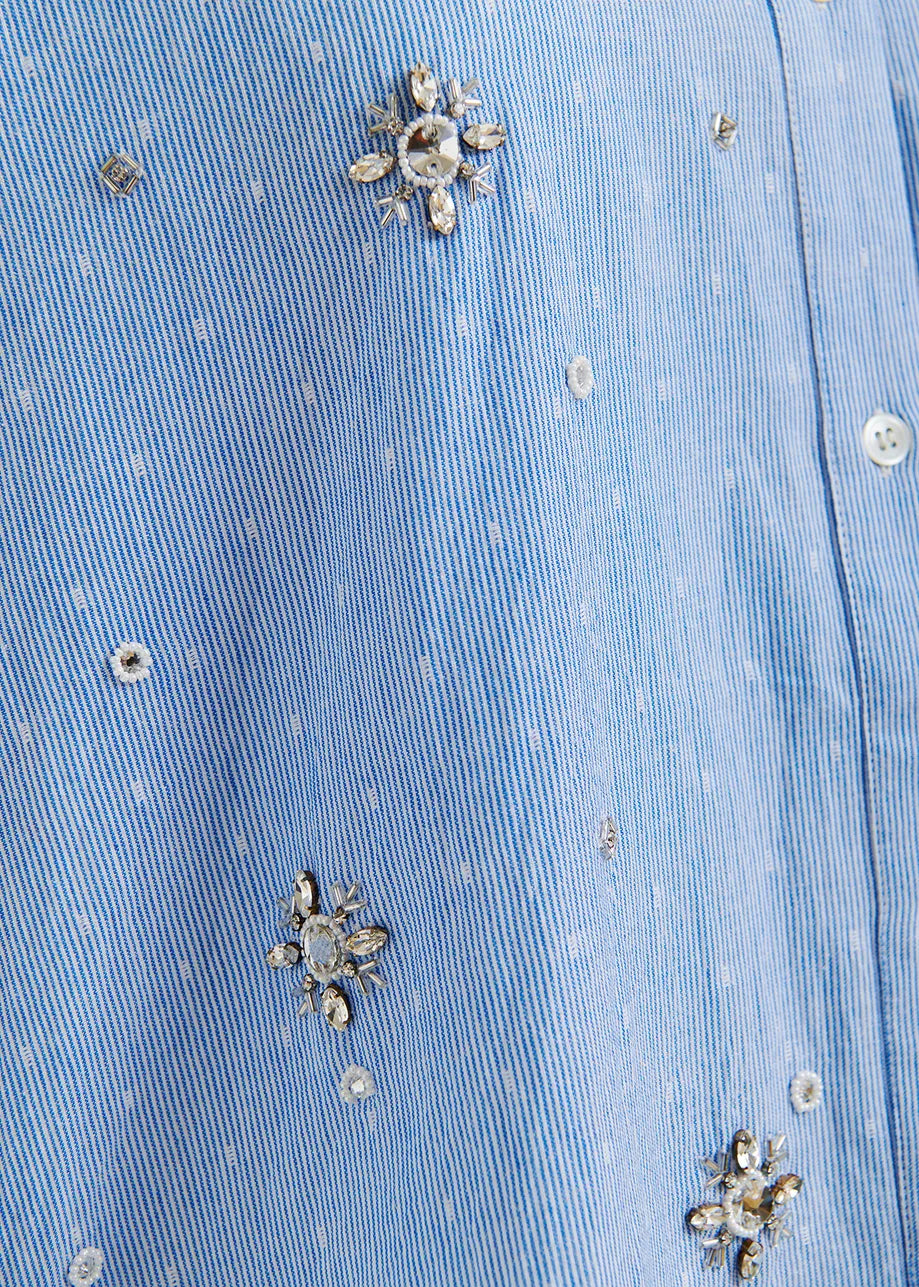 Essentiel Antwerp Helight Blue Embellished Boxy Shirt