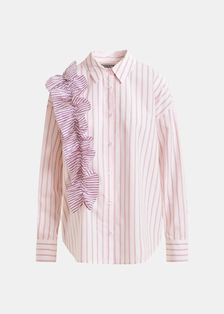 Essentiel Antwerp Ibody Frill Shirt Striped Pink