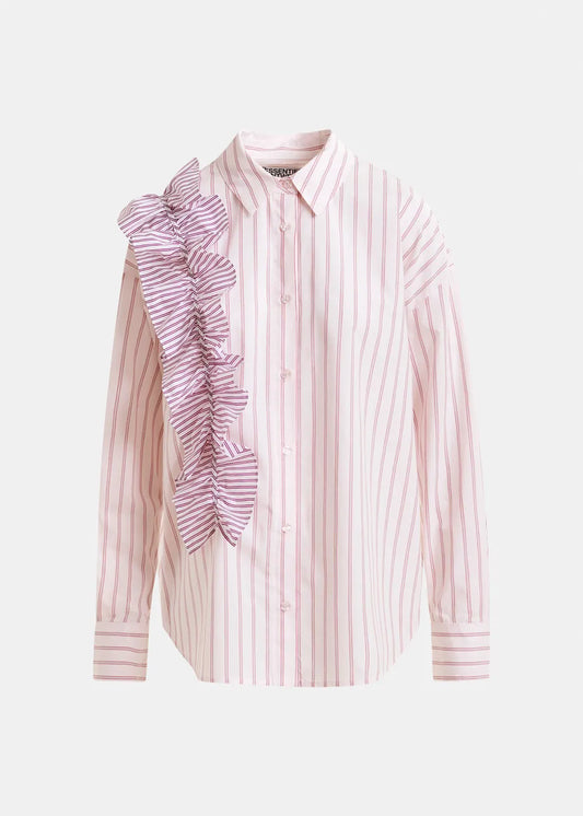 Essentiel Antwerp Ibody Frill Shirt Striped Pink