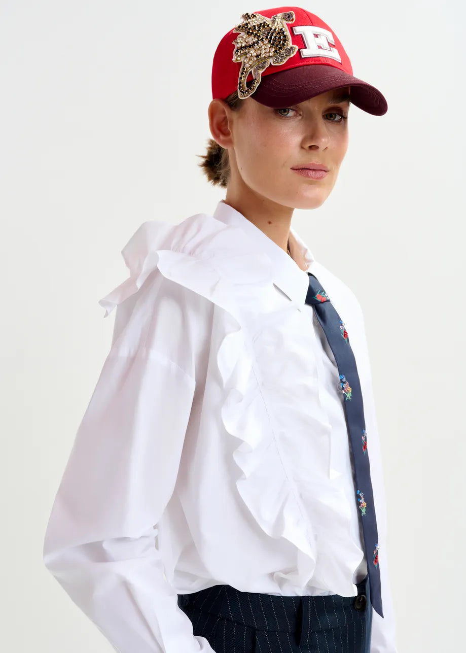 Essentiel Antwerp Ibody Frill Shirt White