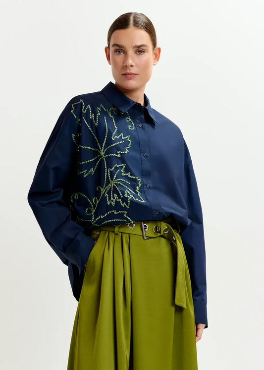 Essentiel Antwerp Illegal Embellished Shirt Navy