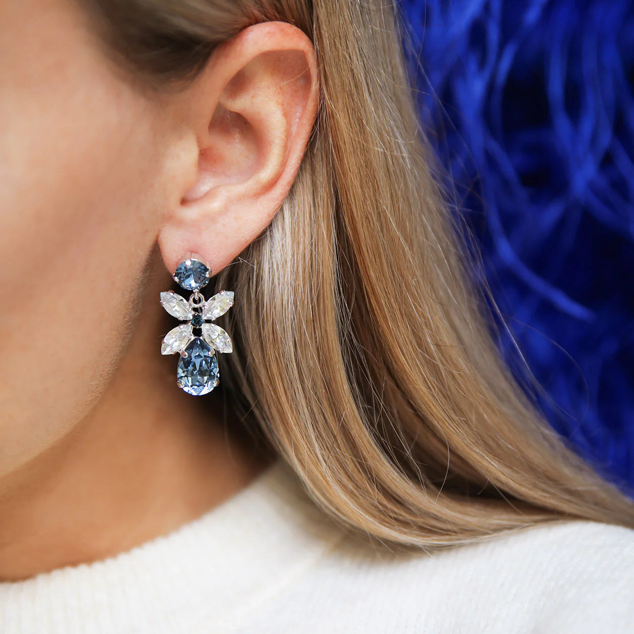 Mini Dione Earrings / Denim Blue + Blue Shade