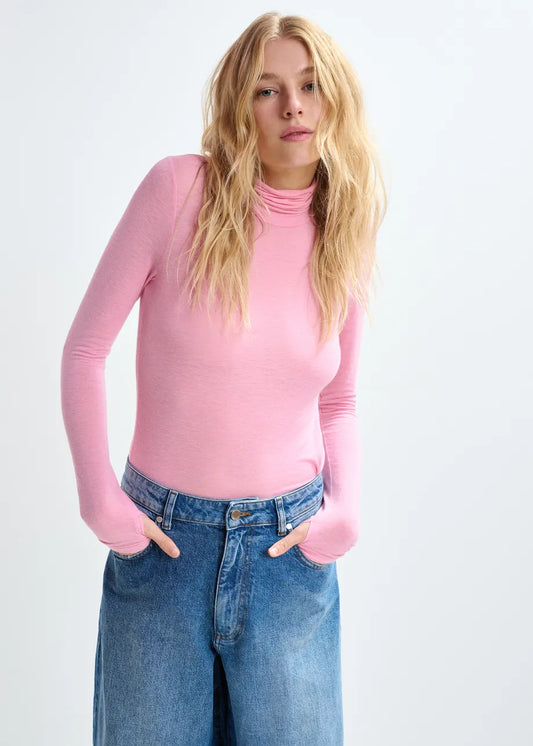 Essentiel Antwerp Jertice Jersey Turtle Neck Pinky Sugar