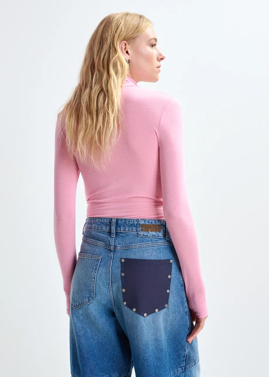 Essentiel Antwerp Jertice Jersey Turtle Neck Pinky Sugar