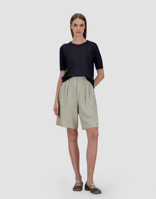 Herno Navy T Shirt in Glam Knit Effect