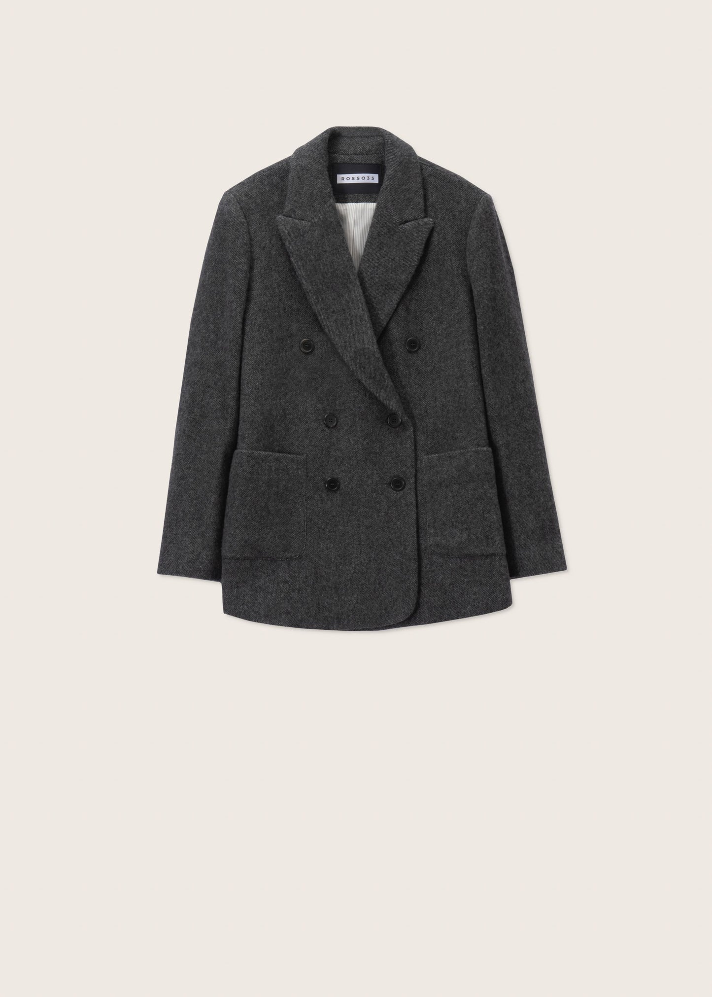 Grey Wool Double Breasted Blazer