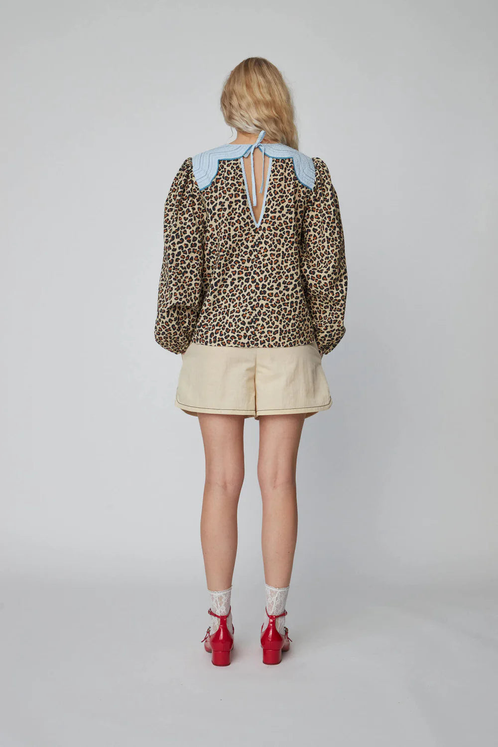 Leopard Print Embroidery Blouse