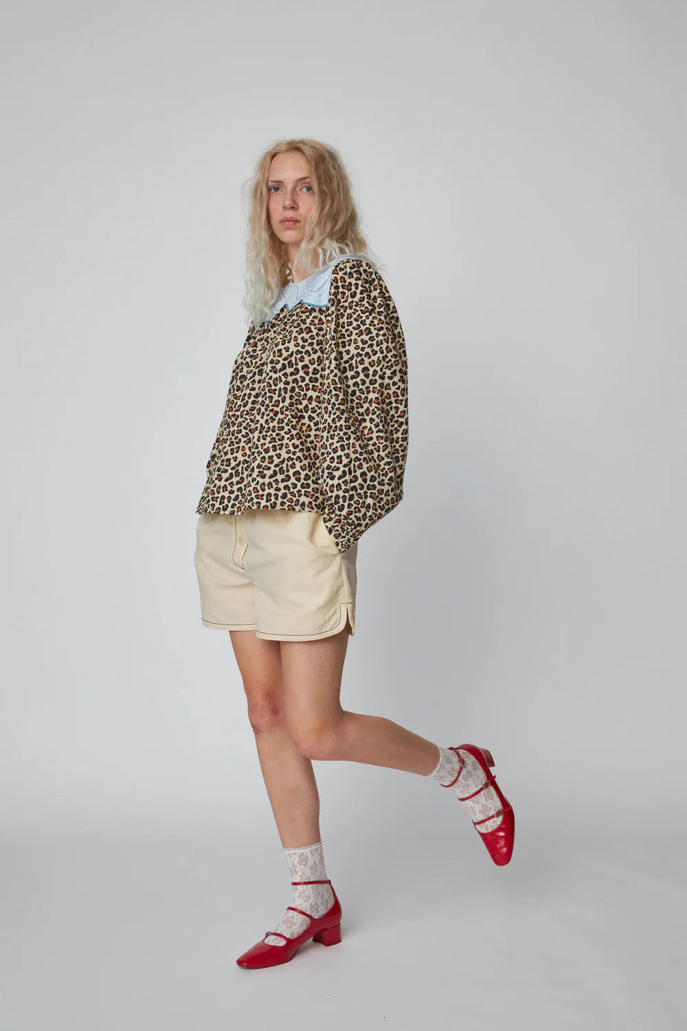 Leopard Print Embroidery Blouse