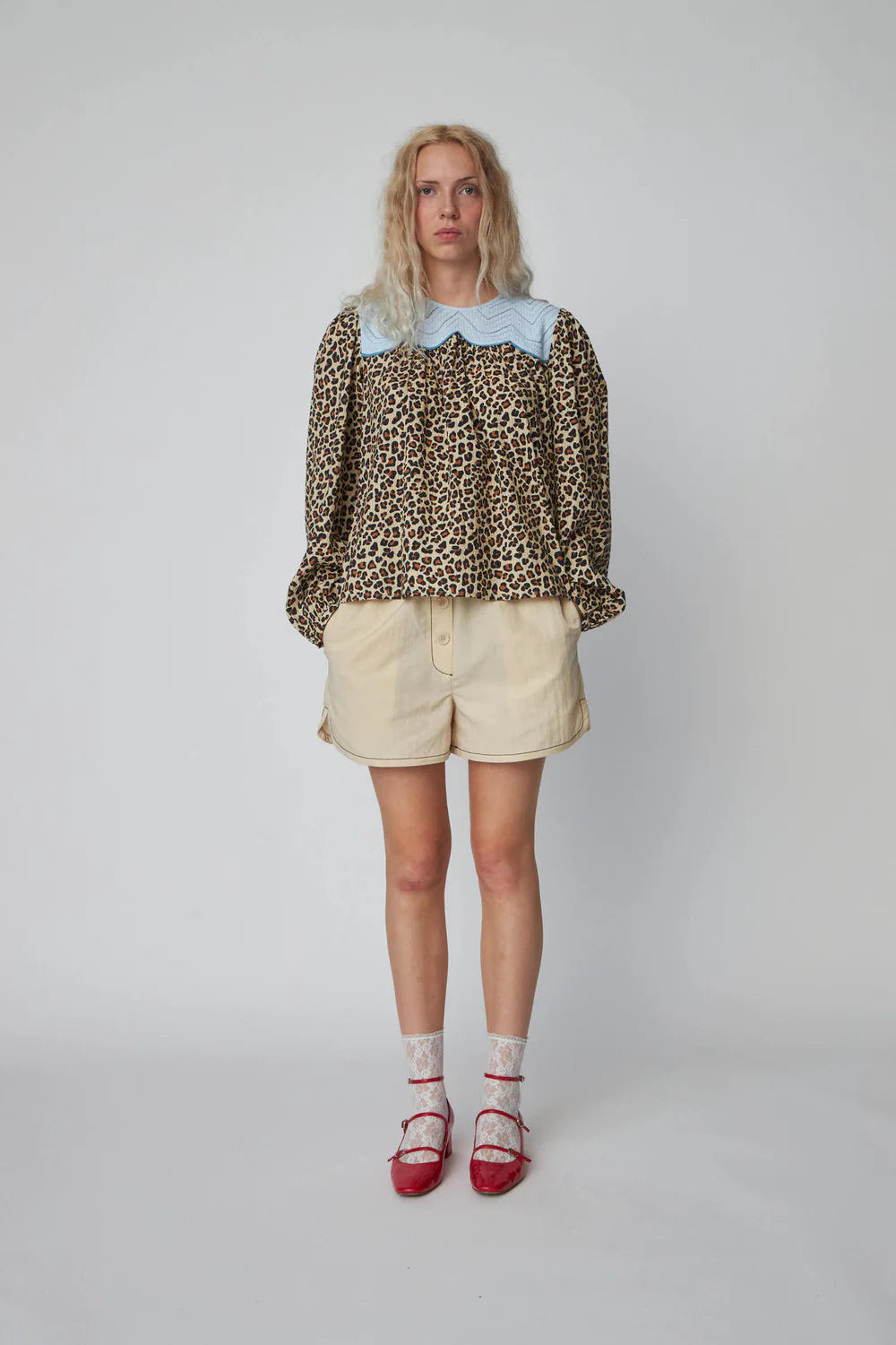 Leopard Print Embroidery Blouse