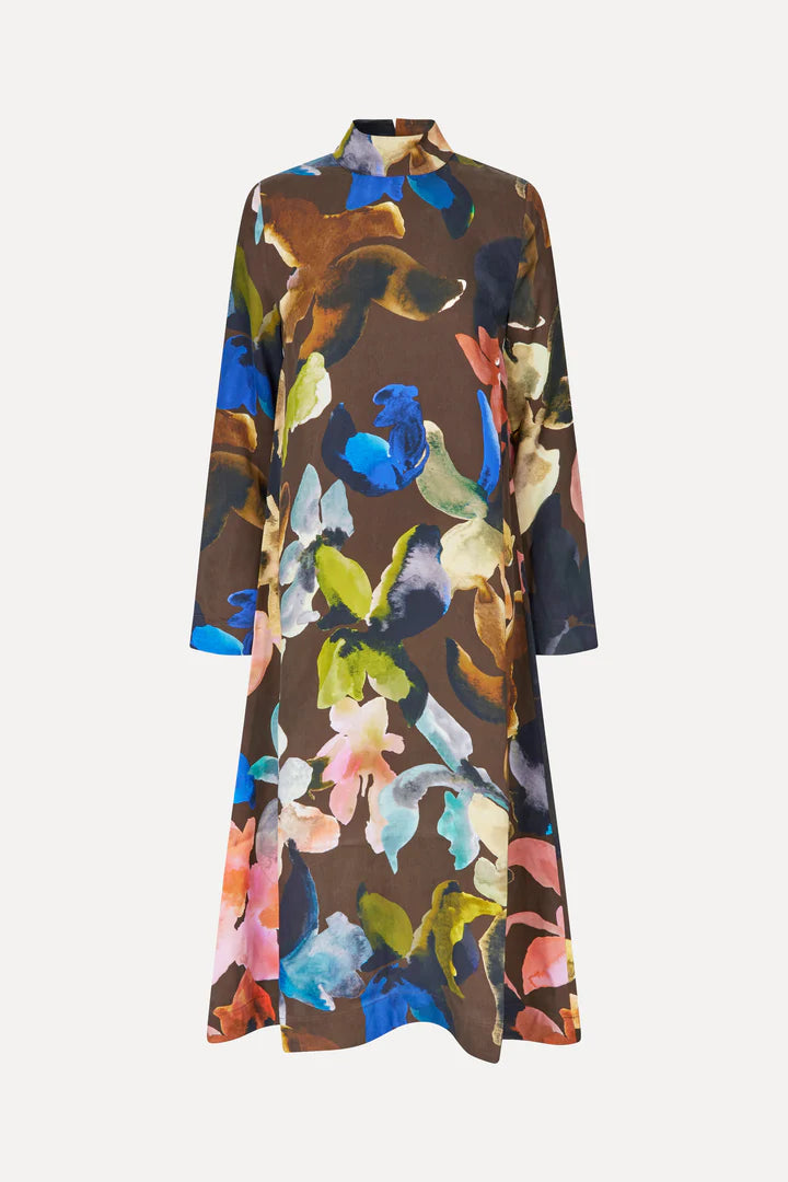 Long Sleeve Midi Dress Aquarell Garden