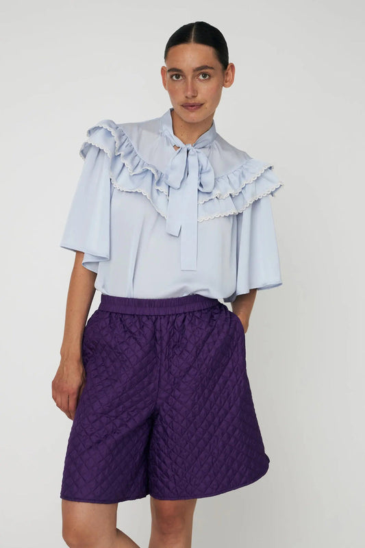 Stella Nova Loose Blouse with Frills - Dust Blue