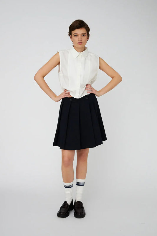Stella Nova School Navy Plisse Mini Skirt