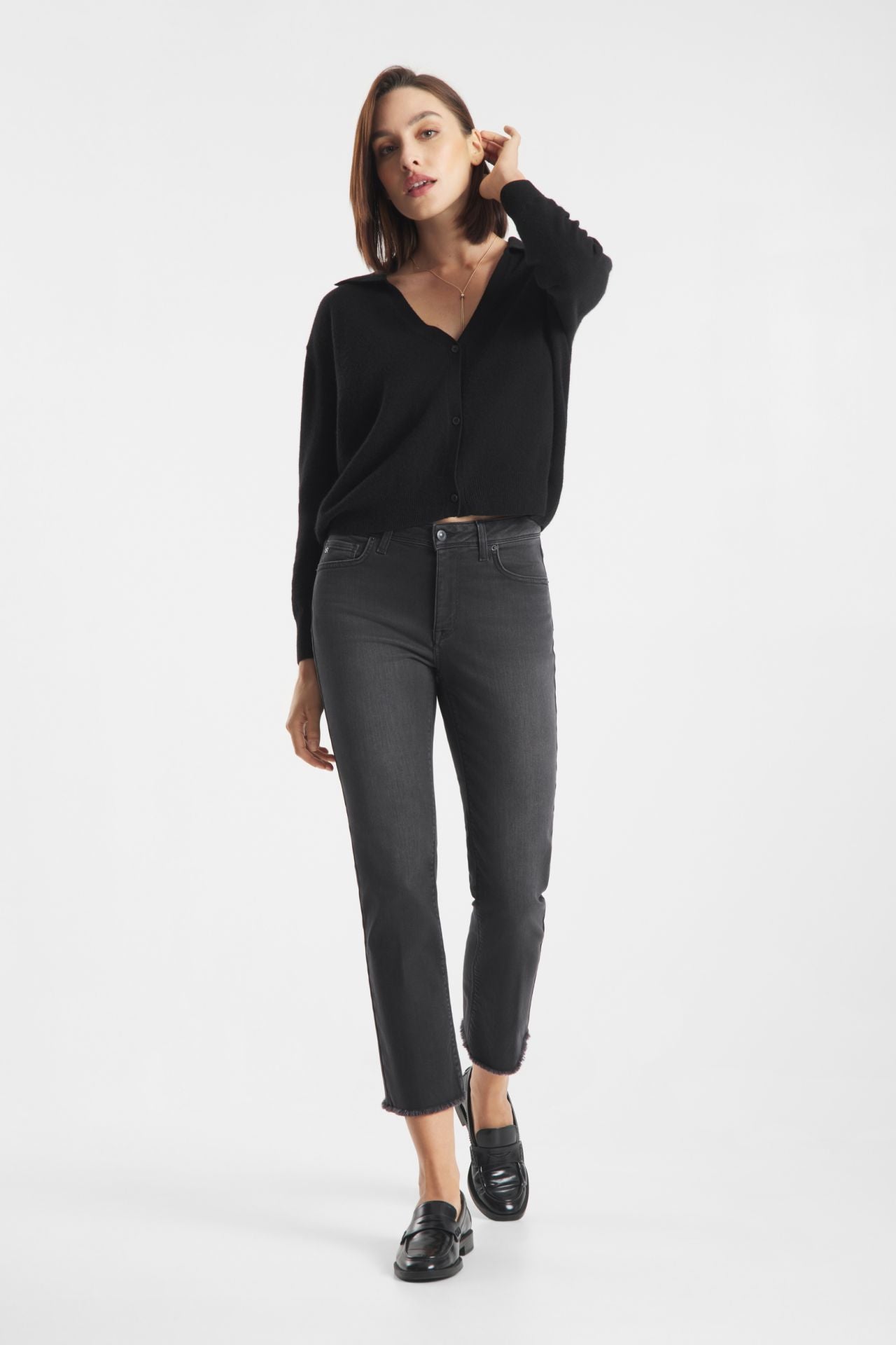 Raffaello Rossi Vic 6/8 Cropped Ring Stretch Denim Grey