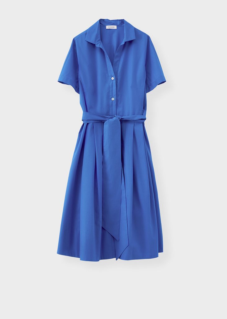 Lapis Blue Shirt Dress With Pockets And Belt