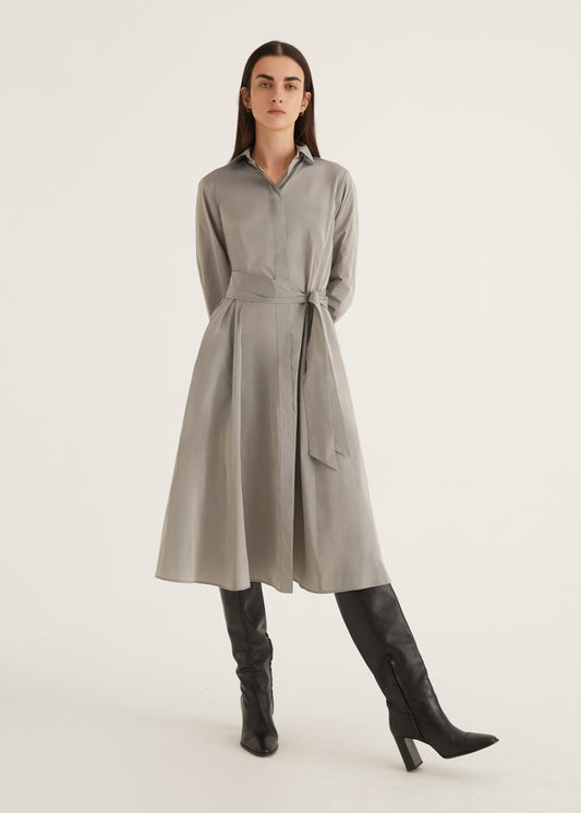 Taffeta Shirt Dress with Belt Detail  in 2 Colour Ways