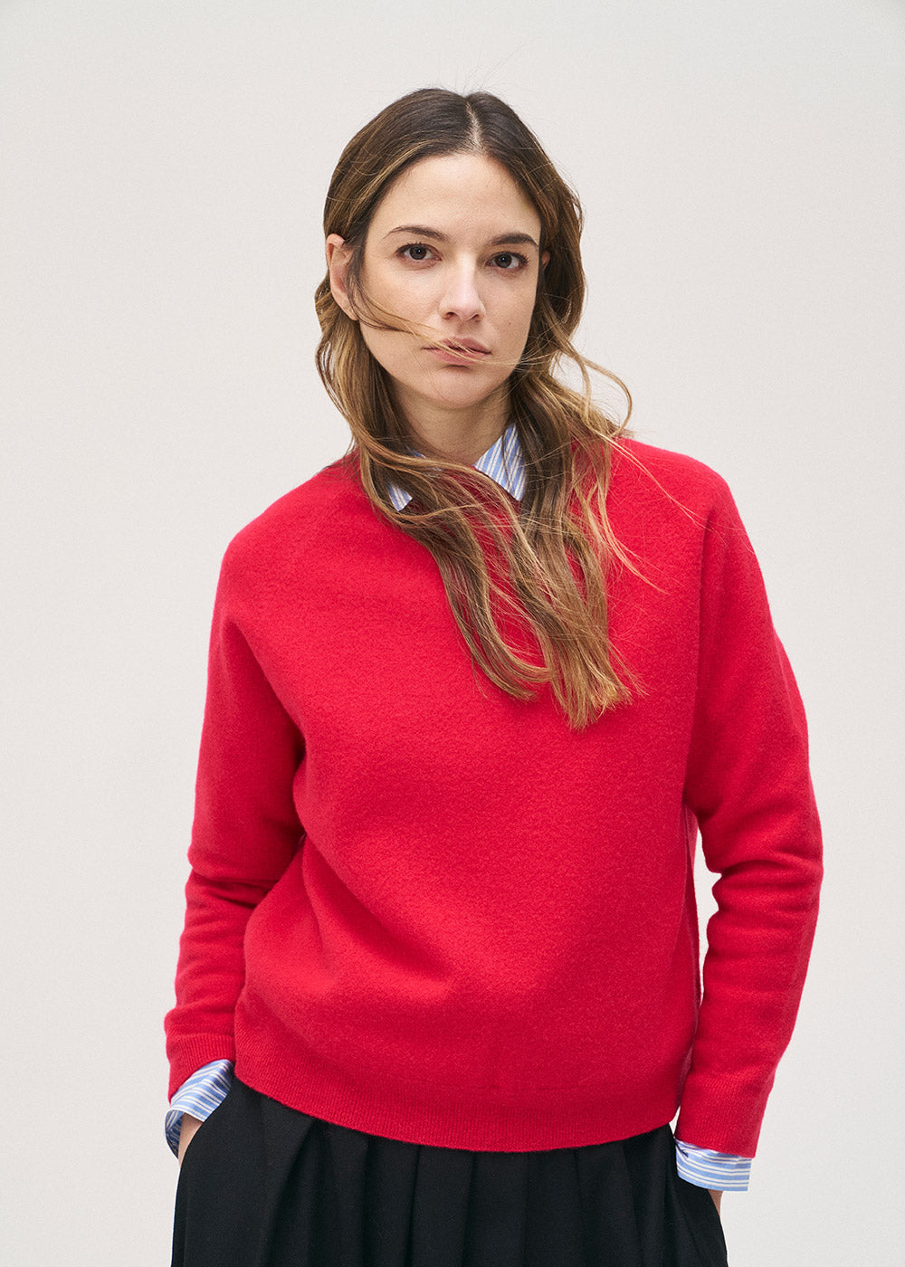 Rosso35 Raspberry  Red Fine Knit Sweater