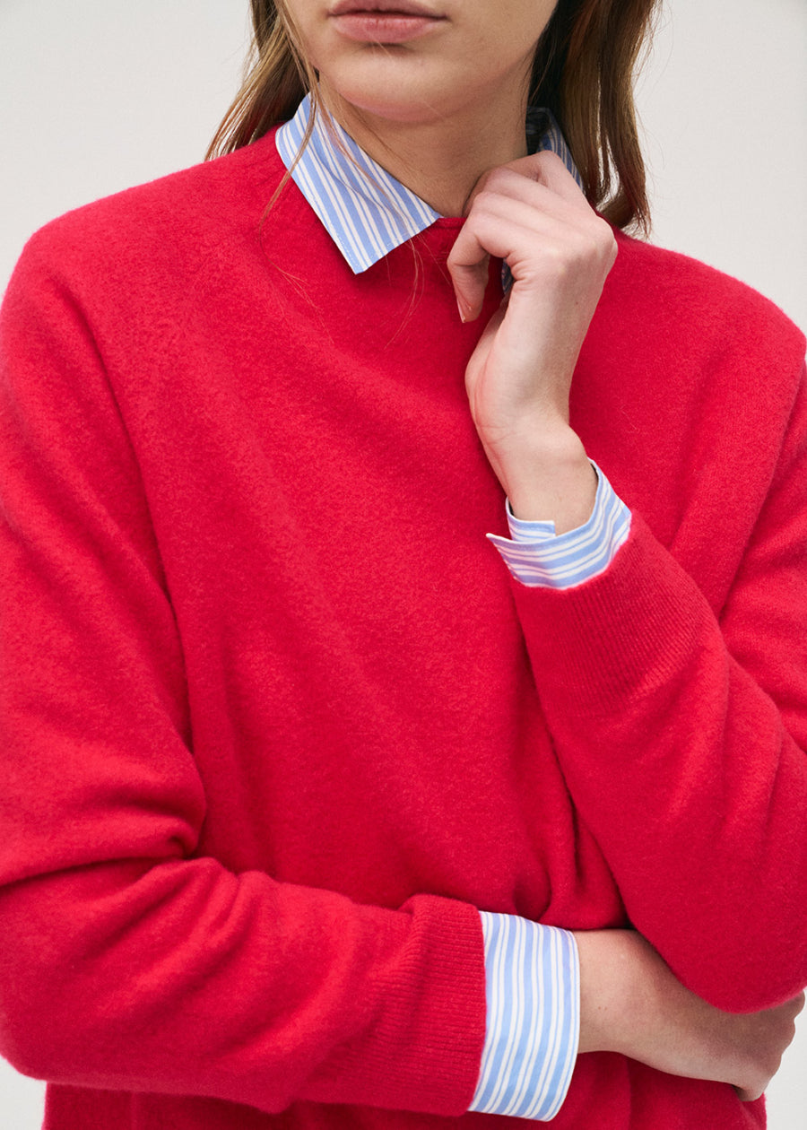 Rosso35 Raspberry  Red Fine Knit Sweater