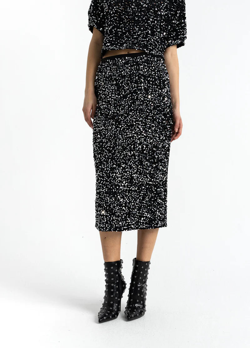 Coster Copenhagen Silver And Black Sequins Skirts
