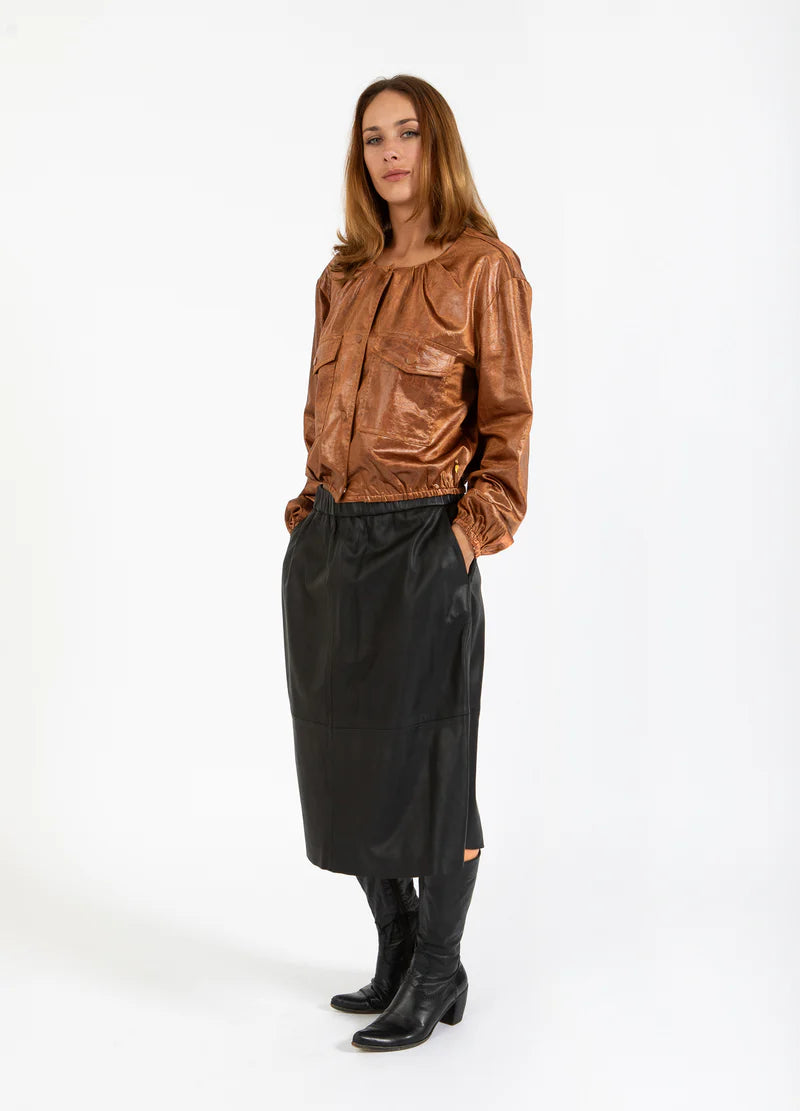 Coster Copenhagen Shiny Bomber In Cognac Brown