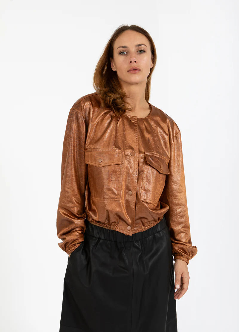 Coster Copenhagen Shiny Bomber In Cognac Brown