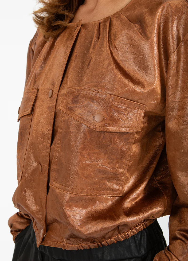 Coster Copenhagen Shiny Bomber In Cognac Brown