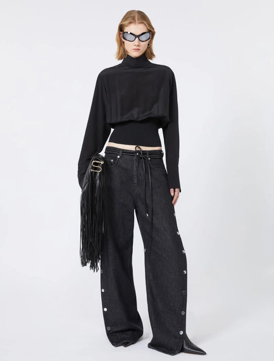 Sportmax Nepeta Silk Black Blouse