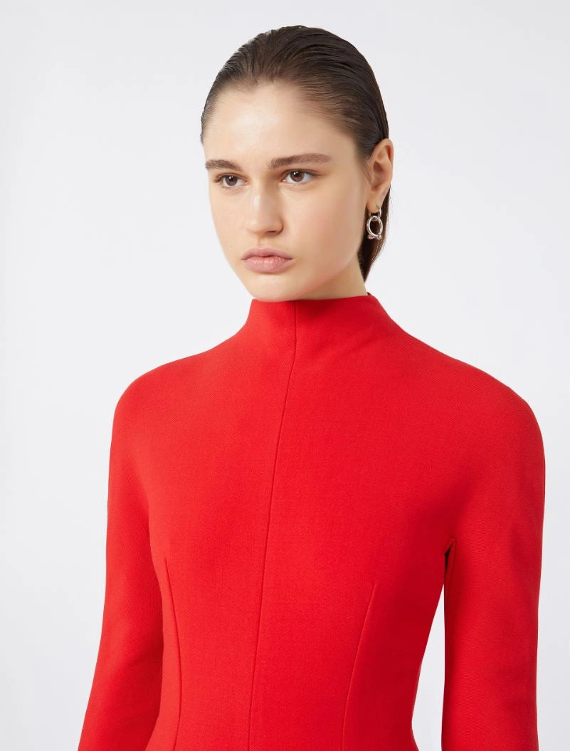 Sportmax Tefrite Short Red Dress With Contoured Sides