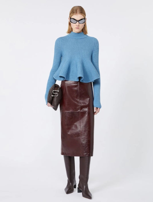 Sportmax Afa Burgundy Leather Skirt