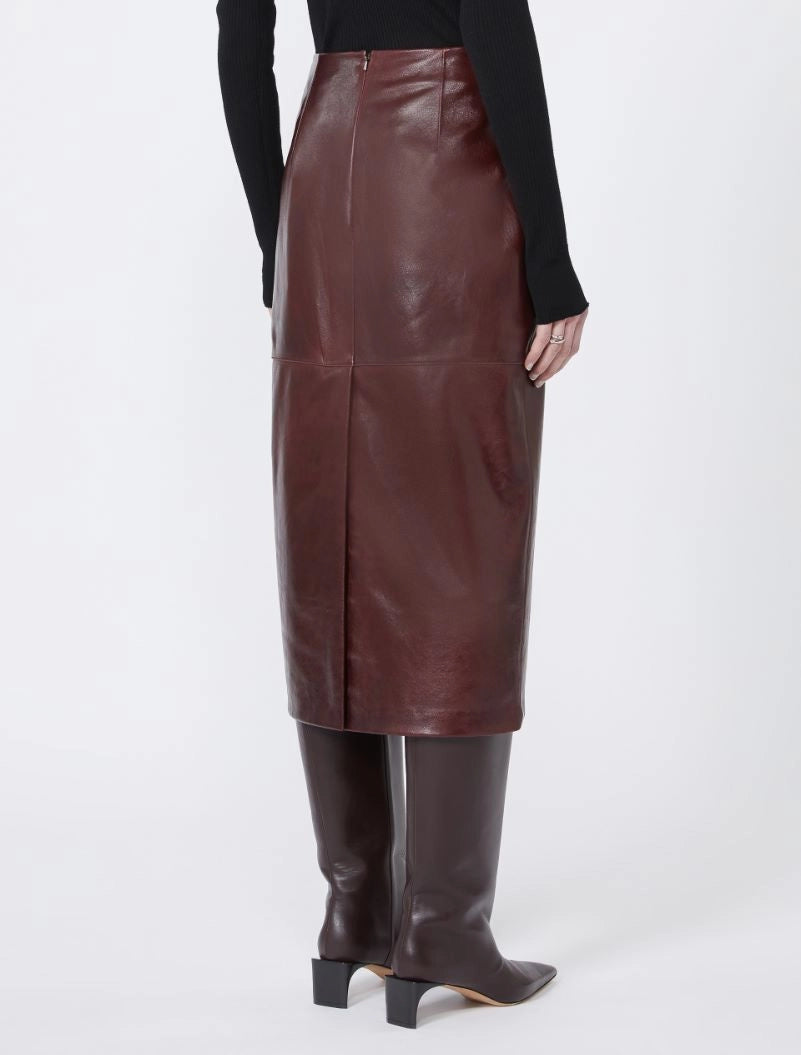 Sportmax Afa Burgundy Leather Skirt