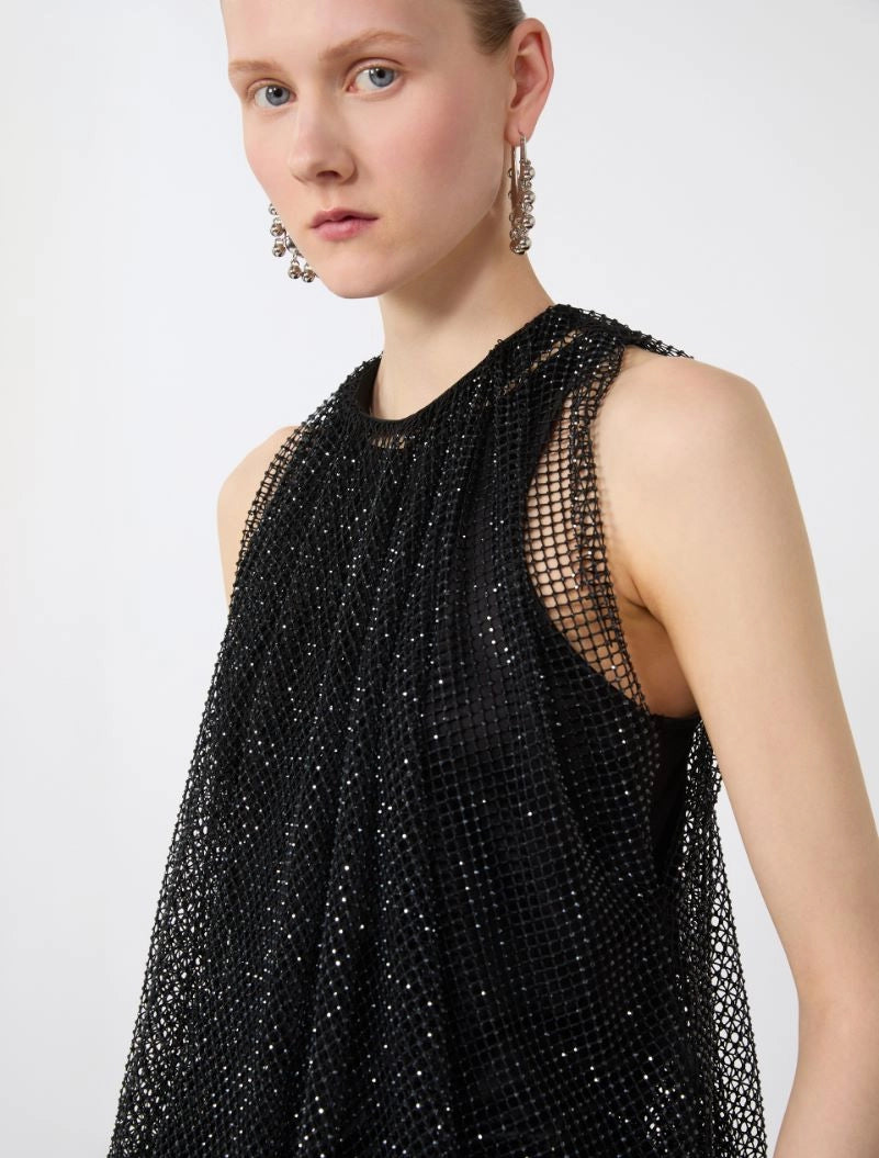 Sportmax Spxndo Black Sleeveless Glitter Top