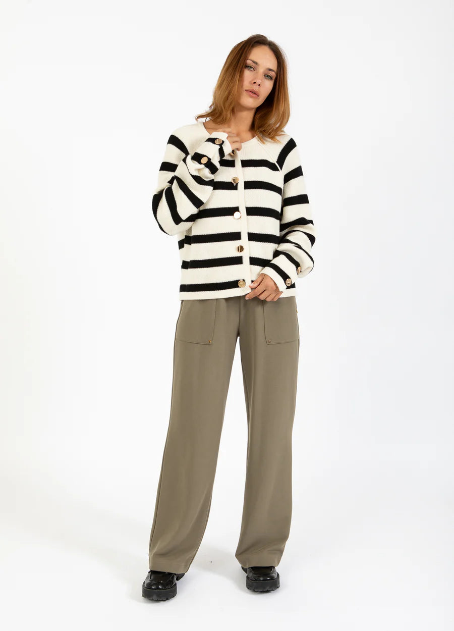 Striped Navy & Cream Cardigan