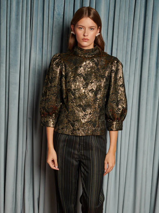 Sister Jane Memoria Jacquard Gold Top