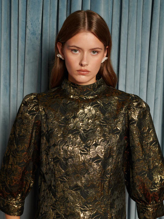 Sister Jane Memoria Jacquard Gold Top