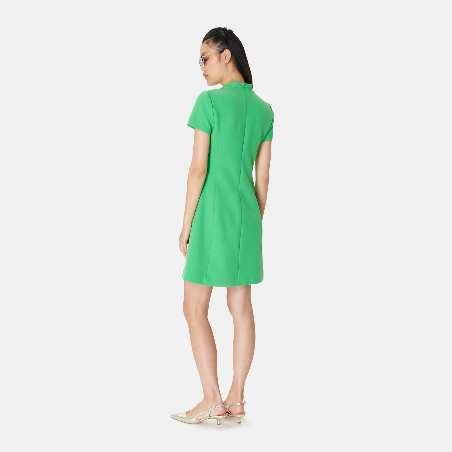 Green Shift Dress With Cap Sleeves