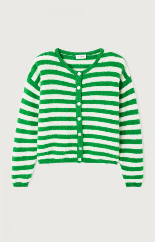 American Vintage Cardigan Green Stripe