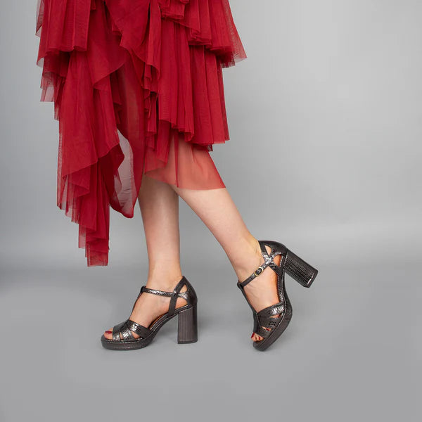 Valerie High Heel Sandals in Smoke & Velvet  Red Lizard