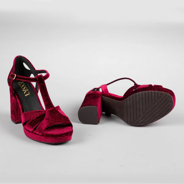 Valerie High Heel Sandals in Smoke & Velvet  Red Lizard