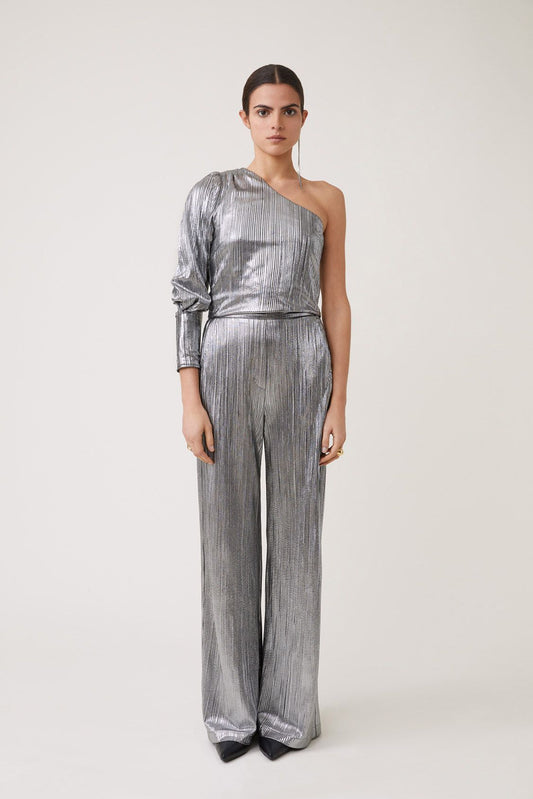 Jill Metallic Wide Leg Flowy Trouser