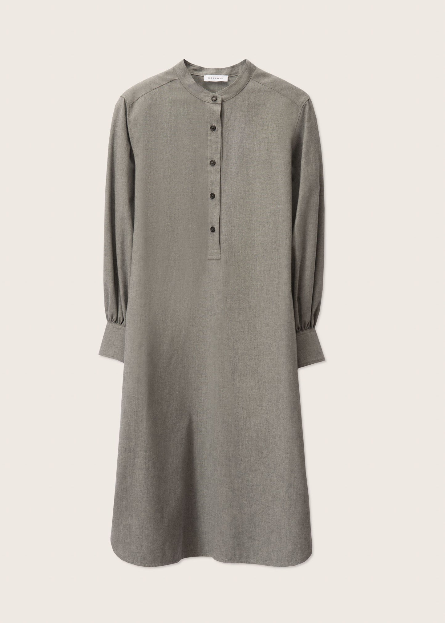 Cotton Tunic Dress With A Mandarin Collar and Gathered cuff Detail