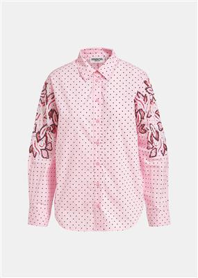 Feenie Embellished Shirt Pink Polka Dots