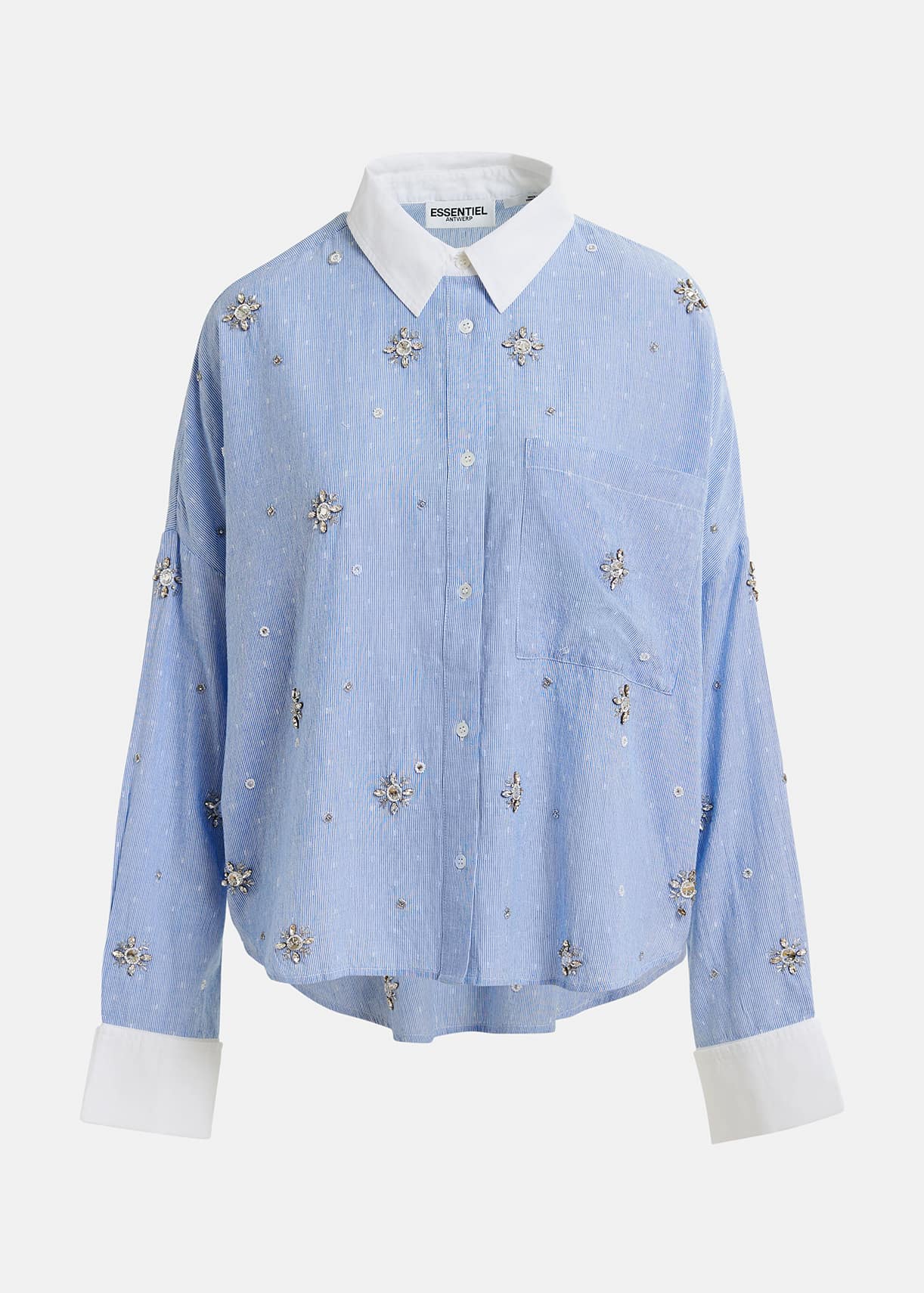 Essentiel Antwerp Helight Blue Embellished Boxy Shirt