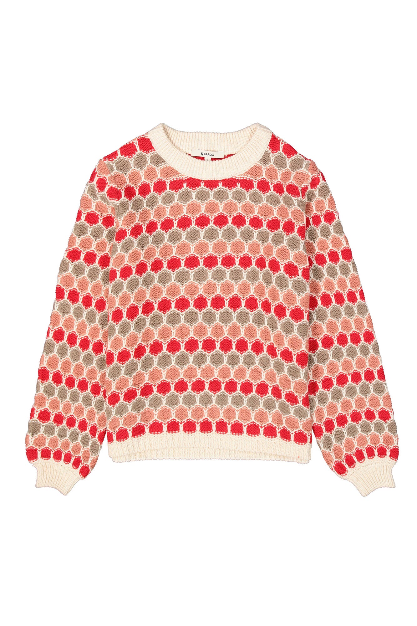 Garcia Whitecap Knit Jumper in Red, Pink and Taupe