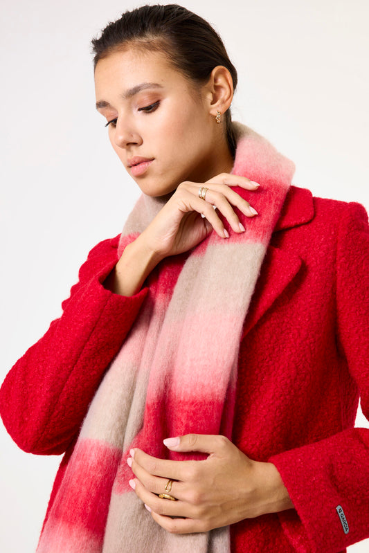 Garcia oversized Red and Pink Check Scarf