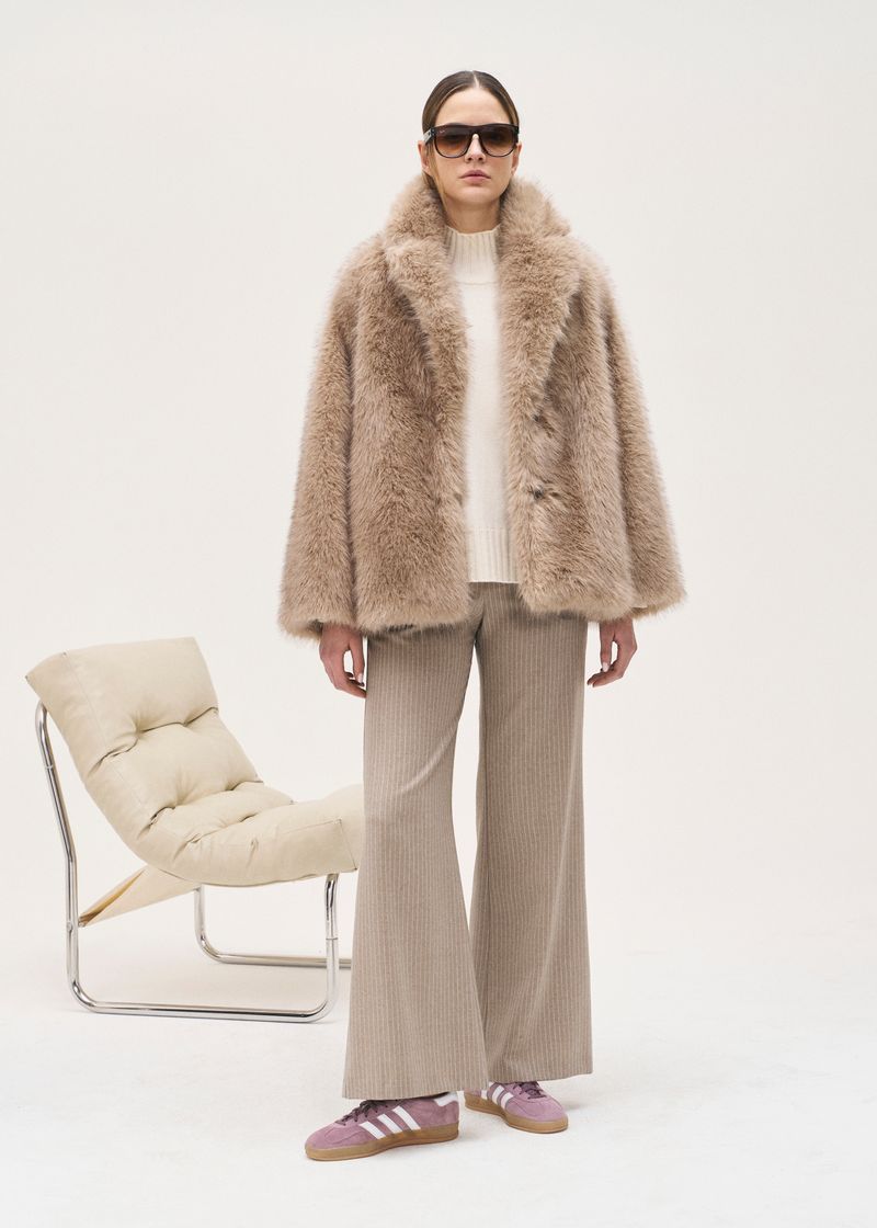 Rosso35  Faux Fur  Short Jacket in Beige