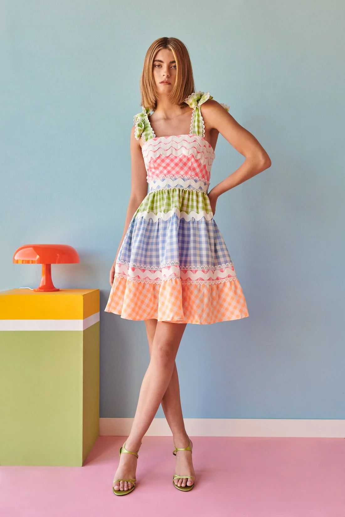 Jade Short Vichy Multi Coloured Dress