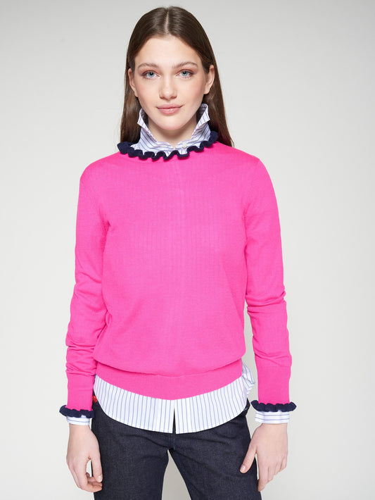 Vilagallo Fushia Sweater With Ruffles