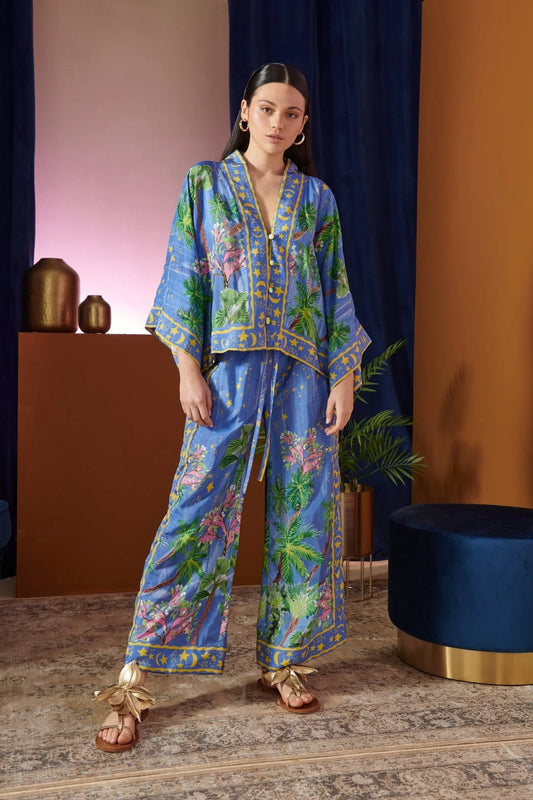 Celia B Noche Pants Blue Floral